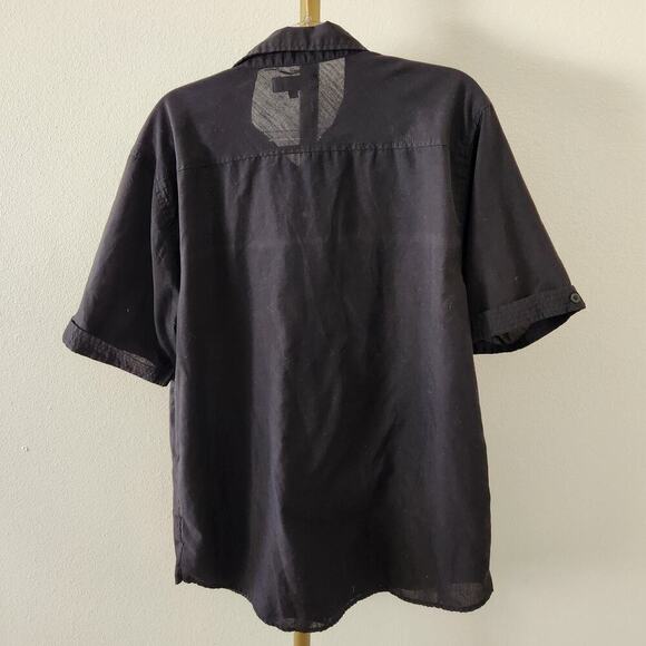 Case IH Short Sleeve Button Front Shirt Mens Size Large Black Thin Material - Picture 4 of 4